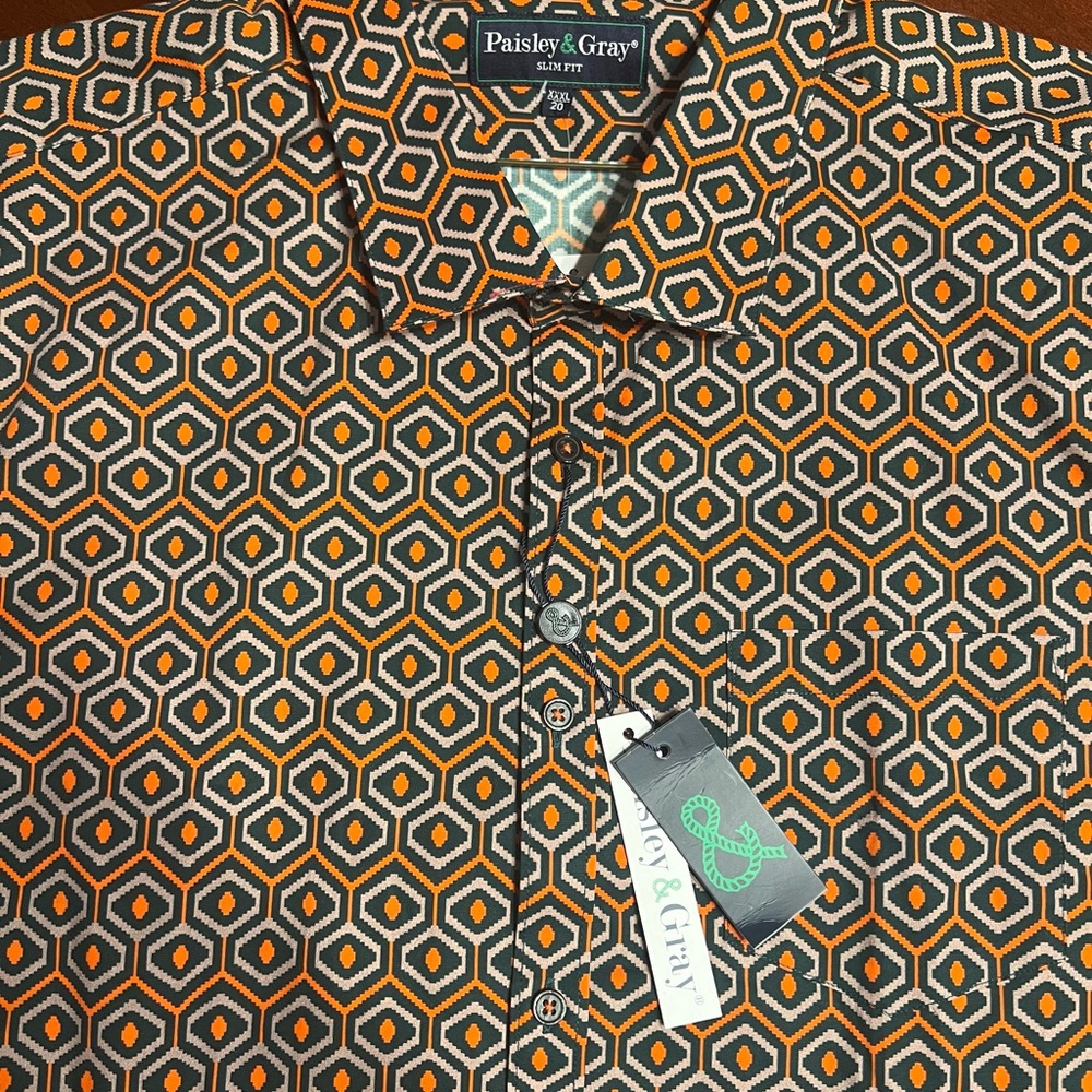Paisley & Gray Orange Patterned Geometric Shirt